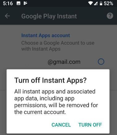 Deaktiver instant apps Android Oreo