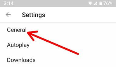 YouTube generelle indstillinger i Android-enheder