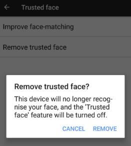 Fjern betroet ansigt i Android Oreo og Nougat