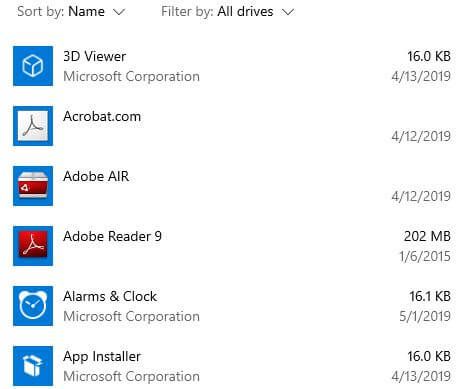 Sådan afinstalleres apps på Windows 10